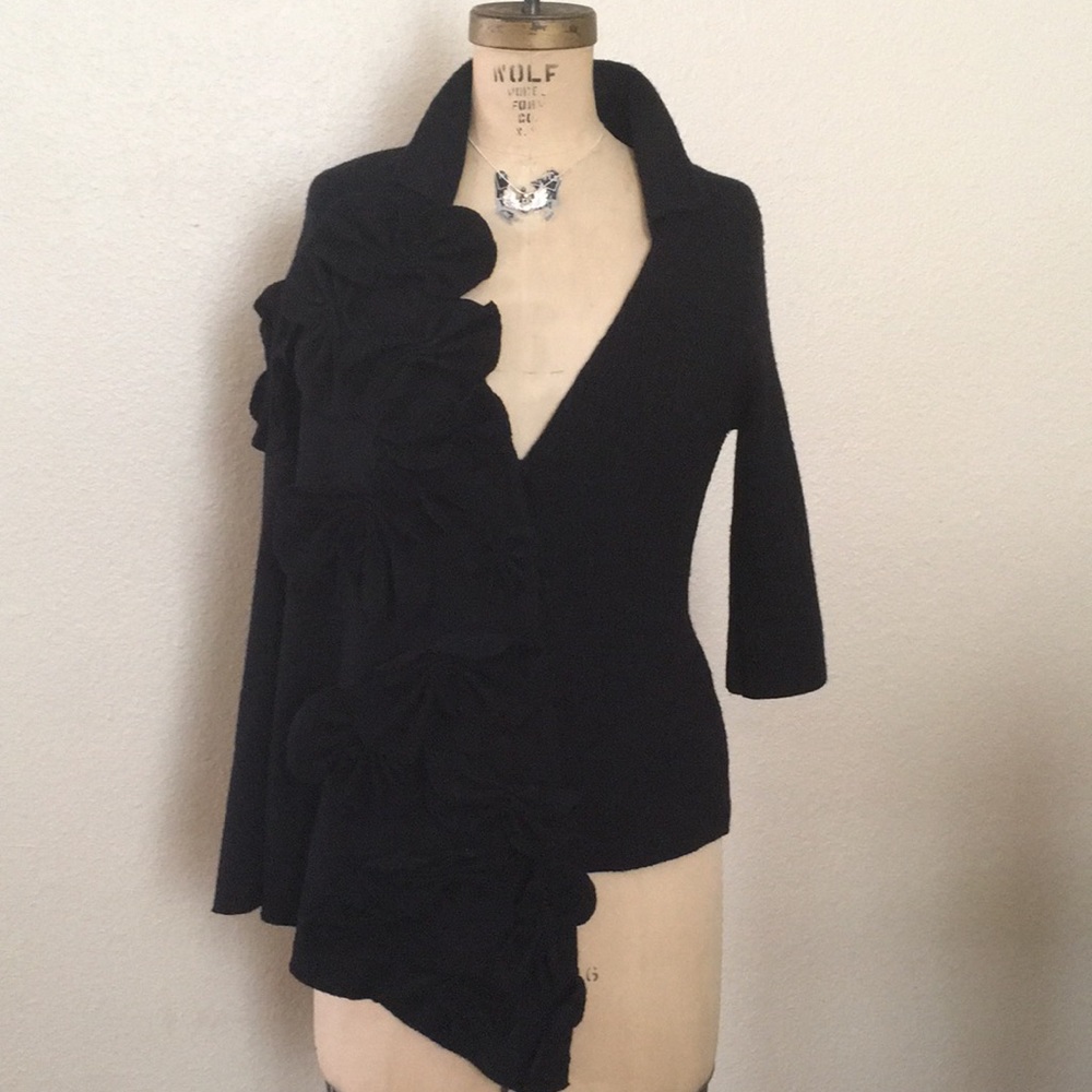 Anthro Sleeping on Snow Unique Black Cardigan Cape